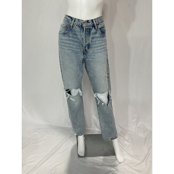 Levi's '501' Blue 'In Morning Joyride' Denim Jean Size 28 - Picture 2 of 5